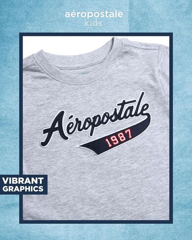 تي شيرت للأولاد من AEROPOSTALE - قميص قطني للأطفال بأكمام قصيرة - تي شيرت كلاسيكي برسومات بياقة دائرية للأولاد (4-16) in Kuwait