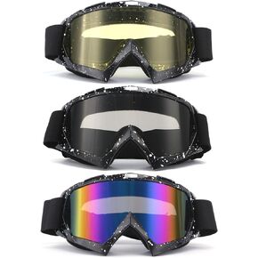 3 Pack Motorcycle Goggles Dirt Bike Goggles Windproof ATV Dustproof Racing Goggles Ski Goggles Safety Glasses