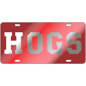 Craftique Arkansas Razorbacks Red Laser Cut License Plate - HOGS