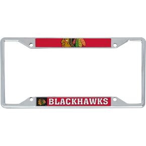 Desert Cactus Chicago Blackhawks License Plate Frame Team NHL Metal Car Tag Holder for Front or Back of Car National Hockey League Officially Licensed (Up Close)