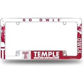 Rico Industries NCAA Temple Owls Primary 12" x 6" Chrome All Over Automotive License Plate Frame for Car/Truck/SUV