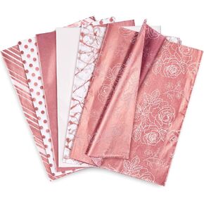 Whaline 60Pcs Rose Gold Pink Tissue Paper Assorted Elegant Style Gift Wrap Paper Bulk 19.7 x 13.7in Mother's Day Floral Pattern Wrapping Paper Art Tissue for Wedding Birthday Party DIY Art Crafts