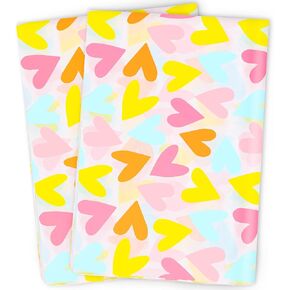 MR FIVE 30 Sheets 20" x 28" White with Colorful Heart Tissue Paper Bulk,Rainbow Hearts Tissue Paper for Gift Bags,Colorful Heart Tissue Paper for Birthday,Valentine's Day,Mother's Day
