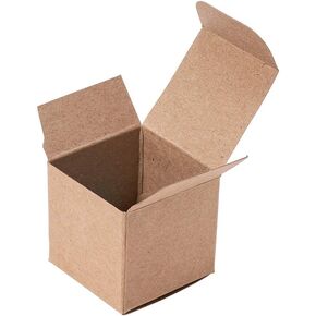 Airssory 100 Pcs 1.5x1.5x1.5 Inches Small Goodies Square Kraft Cardboard Paper Gift Wrap Box for Adults Birthday Party, Wedding, Baby Shower