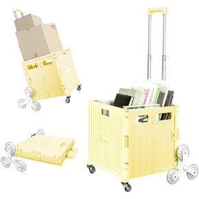 Foldable Rolling Crate for Stair Climbing : Rolling Cart for Shopping Teacher Laundry