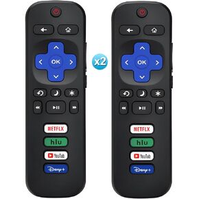 2Pcs Universal Remote Compatible for Roku TVs, Replacement Remote Control Fit for Hisense/TCL/Onn/Sharp/Philips/Hitachi/JVC/RCA/Insignia/Sanyo/LG,etc RokuSeries Smart TV (Not for RokuStick and Box)