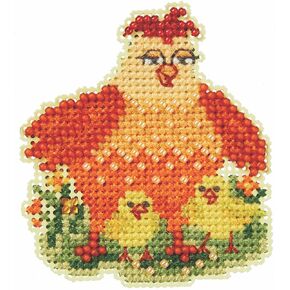 Mill Hill Mama Hen Beaded Counted Cross Stitch Ornament Kit 2024 Spring Bouquet MH182411