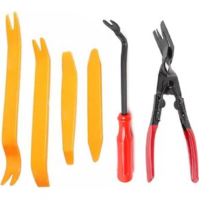 6 قطع مزيل تثبيت تلقائي، كماشة مشبك لوحة، أداة إزالة البرشام، مجموعة أدوات فك بلاستيكية للوحة أبواب السيارات، والمفروشات، ولوحة القيادة، وأدوات التثبيت البلاستيكية in Kuwait