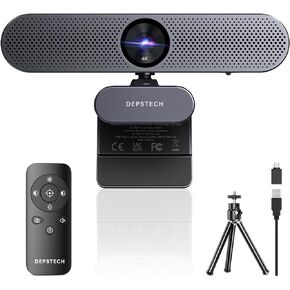 كاميرا ويب DEPSTECH 4K مع جهاز تحكم عن بعد، كاميرا ويب بمستشعر Sony Ultra HD مع ميكروفونات، إلغاء الضوضاء، التركيز التلقائي، تصحيح الإضاءة المنخفضة، غطاء الخصوصية، كاميرا ويب للكمبيوتر الشخصي/Mac/الكمبيوتر المحمول/سطح المكتب/التكبير/الفرق in Kuwait