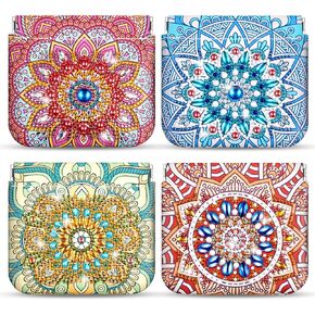 Mandala Diamond Painting Coin Purse Pouch Leather DIY Rhinestone Paint Handmade Clutch Change Holder Wallet Change Purse 5d Diamond Art Painting Bags for Girls Adults Kids Women Craft Makeup