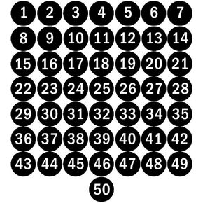 NAVAdeal 2" & 3" Round Number 1-50 Adhesive Stickers in Blue, Red, Black, Green - Inventory Storage Labels, Great for Marking Bins or Toolbox for Daily Use in School, Office, Workshop