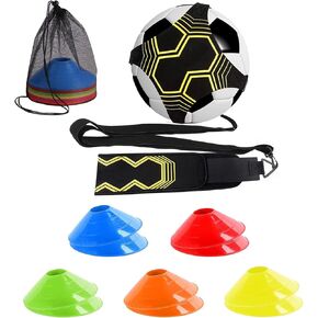 مجموعة تدريب كرة القدم، مدرب كرة قدم و10 مخاريط، كرة مع خيط، هدية كرة قدم للأولاد، حزام قابل للتعديل لمقاسات الكرة 3/4/5 in Kuwait