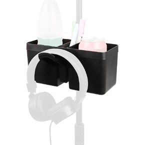 Mr.Power 2 in 1 Dual Cup/Bottle Holder, Headphone Holder/Headset Hanger for Microphone Music Stand Tube, for Stage, Live Streaming, Live Broadcast, Concert Performance, Karaoke, Recording Studios Home