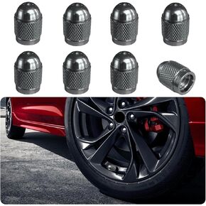8PCS Car Tire Valve Stem Caps, Bullet Style Aluminum Tire Valve Stem Covers with Rubber Seal, Universal Vehicle Tire Trim Accessories for Car, SUV, Truck, Bike, Motorcycle (Gray)