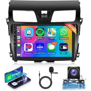 ستيريو سيارة أندرويد لنيسان ألتيما 2013-2015، راديو السيارة اللاسلكي Carplay Android Auto، 2G+64G 10.1 بوصة وحدة رأس شاشة تعمل باللمس مع نظام ملاحة GPS واي فاي بلوتوث مرآة رابط FM RDS كاميرا احتياطية SWC