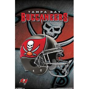 Trends International NFL Tampa Bay Buccaneers - Helmet 16 Wall Poster, 14.725" x 22.375", Silver Framed Version