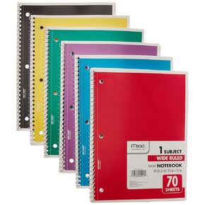 Mead Spiral Notebook, Wide Ruled, 1 Subject, 70 Sheets, 24 PACK