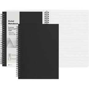1InTheOffice Spiral Notebook, Soft Cover Spiral Notebook, Spiral Notebook Wide Ruled, Black Notebooks, 6.5" x 9.5", 80 sheets