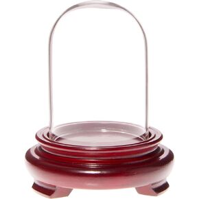 Plymor 2" x 3" Mini Glass Display Dome Cloche (Black Wood Veneer Footed Base)