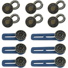FuninCrea 12 Pcs Jeans Button Extenders, 3 Styles Adjustable Elastic Waistband Expander for Jeans, Skirts, Clothing Supplies