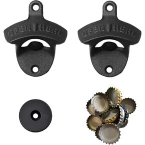 Magnetic Bottle Cap Opener Wall Mounted Beer Opener with Big Magnet Cap Catcher Antique Silver for Wooden Caddy Board