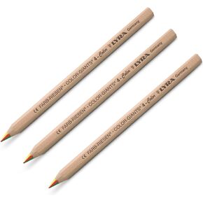3 x LYRA 4-COLOR Giant Super Jumbo Colouring Pencils Natural Wood Finish