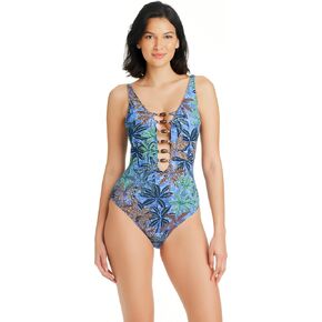 Bleu Rod Beattie Women's Standard by The Sea Lace Down One-Piece