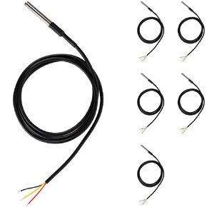 BlueStars Pack of 5 DS18B20 1-Wire Temperature Sensor Waterproof Digital Stainless Steel 3m/118.11in - Measure Range -55°C to 125°C Used for Arduino Raspberry Pi and Others