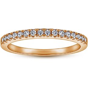 14K Gold Plated Solid 925 Sterling Silver CZ Simulated Diamond Stackable Ring Eternity Wedding Bands for Women Size 5-9