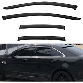 4pcs Front+Rear Smoke Tint Sun/Rain Guard Outside Mount Tape-On Vent Window Visors Compatible with 10-19 Taurus