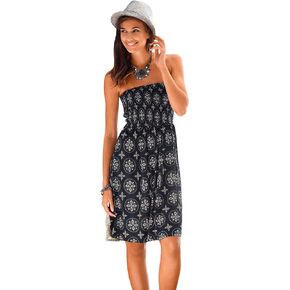 LASCANA Women's Patterned Bandeau Dress Sundress Summer