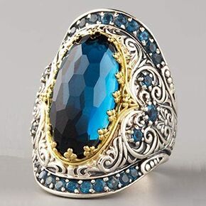 925 Sterling Silver Gemstone Engagement Wedding Rings Women's Topaz Rings 18k Gold Plated Party Engagement Rings (6)