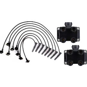 ENA Set of 2 Ignition Coil and Wire Set Compatible with Lincoln Town Car Mercury Grand Marquis 4.6L V8 Replacement for FD487