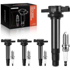 A-Premium Set of 4 Ignition Coil Pack and Iridium Spark Plugs Compatible with Nissan Sentra 2000 2001 2002 L4 1.8L Petrol