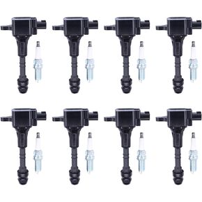 ApplianPar Ignition Coil and Spark Plug for Nissan Armada Pathfinder Titan NV2500 NV3500 for Infiniti QX56 5.6 V8