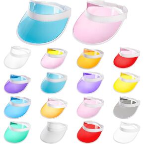 16 عبوة من قبعات واقية من الشمس، قبعة بلاستيكية بلون الحلوى للجنسين، قبعة سياحية شفافة للحماية، قبعة جولف للشاطئ قابلة للتعديل للحماية من الشمس، للنساء والرجال، والأنشطة الرياضية الخارجية (16 لونًا) in Kuwait