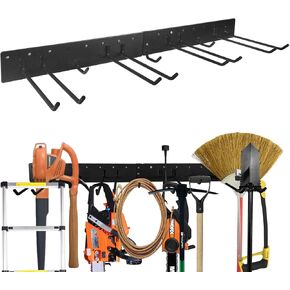 رف منظم أدوات تخزين الحائط من Qualward مثبت على الحائط، رف حائط عالي التحمل بحد أقصى 200 رطل لأدوات الفناء والمجارف والمكابس والمكانس والحبال والخراطيم والحبال in Kuwait