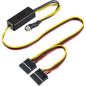 DC 12V Female to 2 SATA 5V Male Power Supply Adapter for HDD, DC 5525 5.5MM x 2.5MM to SATA Connector Power Cable Adapter (27inch)