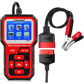 KONNWEI KW681 OBD2 Scanner 6V 12V Car Battery Tester, 2 in 1 Car Diagnostic Scanner Automotive Battery Alternator Load Tester Check Engine Code Reader Scan Tool