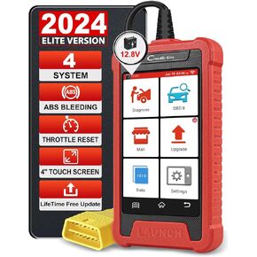 Launch Elite ABS Bleeding Scan Tool,Engine/Transmission/ABS/SRS OBD2 Scanner Diagnostic Tool,Throttle Reset Code Reader,Lifetime Online Update,4'' Touch Screen,AUTO VIN,Battery Test,Live Data Graph