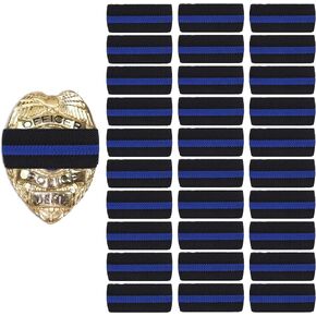 Shirt Stay Plus Mourning Bands for Badges (30-Pack - Made in USA) Thin Blue Line Stripe Police Accessories for Men, Police Badges, Law Enforcement, Police Officer, Funeral Shield Elastic Band
