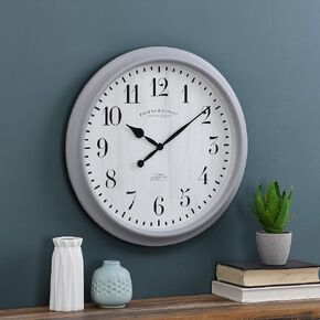 FirsTime & Co.® Gray Avery Farmhouse Whisper Clock, American Crafted, Cool Gray, 20 x 2 x 20 ,