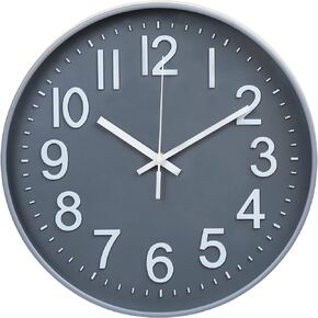 Esteopt Wall Clock 12" Silent Non-Ticking Modern Wall Clocks Battery Operated for Office, Home, Bathroom, Kitchen, Bedroom, School, Living Room (Black&Silver) (Greyrosegold12'')