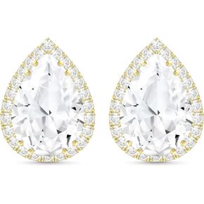 Linawe Women Stud Earrings, Teardrop Diamond Moissanite Cubic Zirconia Earrings Studs Rhinestone Jewelry Gold/Silver/Rose Gold