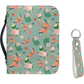 Rooster Floral Bible Cover PU Leather Bible Case Set Zippered Bible Tote Bag with Wristlet Keychain Snug Bible Carrying Case Church Study Bag for Women Men Teens