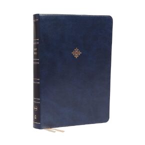 NKJV الكتاب المقدس، الكتاب المقدس المرجعي بطباعة عملاقة للغاية، جلد ناعم أزرق، 43000 مرجع متقاطع، حرف أحمر، طباعة مريحة: إصدار الملك جيمس الجديد