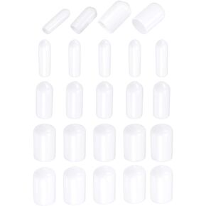 DMiotech 80 Pack 1/8" 1/4" 3/8" 1/2" ID White Screw Thread Protectors Rubber End Caps Bolt Covers for Screw Bolt Furniture Pipe
