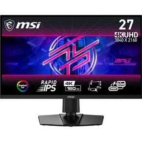MSI MPG274URF QD 27-inch 3840 x 2160 (UHD) Computer Monitor, 160Hz, Adaptive-Synch, HDMI, DisplayPort, VESA Mountable, Tilt, Height Adjustable, Speaker, 0.5ms, Black