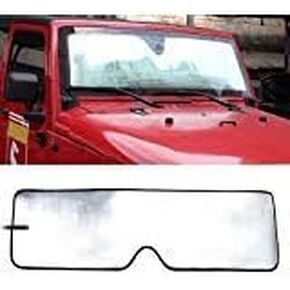 Winunite Front Windshield Sunshade Compatible with 1997-2017 Jeep Wrangler TJ JK JKU 2/4 Doors - Roll Up Car Window Heat Shield, Sun Shade