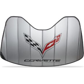West Coast Corvette Logo Accordion Style Sunshade - Insulated Silver : C7 Stingray, Z51, Z06, Grand Sport